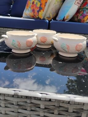Himark Chowder/SoupWhite Ceramic Shell Bowl - Set of 3